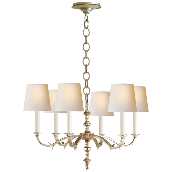 Chamer Small Chandelier-Visual Comfort-VISUAL-TOB 5119BSL-NP-ChandeliersBurnished Silver Leaf-Natural Paper Shades-4-France and Son