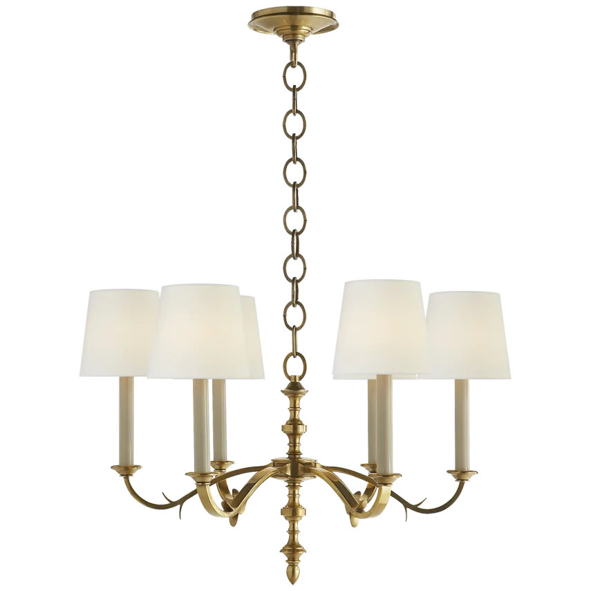 Chamer Small Chandelier-Visual Comfort-VISUAL-TOB 5119HAB-L-ChandeliersHand-Rubbed Antique Brass-Linen Shades-5-France and Son