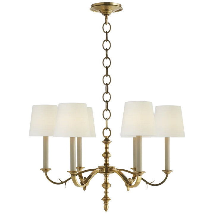 Chamer Small Chandelier-Visual Comfort-VISUAL-TOB 5119HAB-L-ChandeliersHand-Rubbed Antique Brass-Linen Shades-5-France and Son