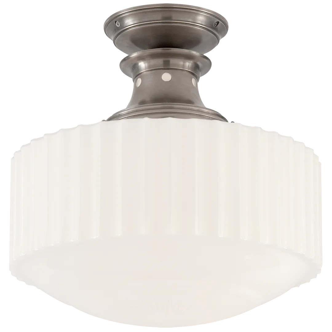 Milly Road Flush Mount-Visual Comfort-VISUAL-TOB 5150AN-WG-Flush MountsAntique Nickel-White Glass-1-France and Son