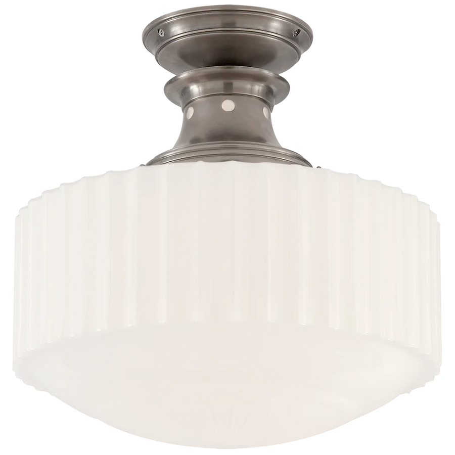 Milly Road Flush Mount-Visual Comfort-VISUAL-TOB 5150AN-WG-Flush MountsAntique Nickel-White Glass-1-France and Son