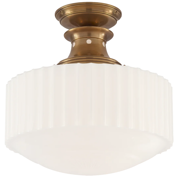 Milly Road Flush Mount-Visual Comfort-VISUAL-TOB 5150HAB-WG-Flush MountsHand-Rubbed Antique Brass-White Glass-3-France and Son