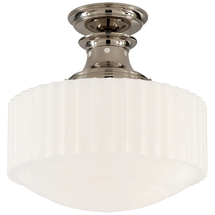 Milly Road Flush Mount-Visual Comfort-VISUAL-TOB 5150PN-WG-Flush MountsPolished Nickel-White Glass-4-France and Son