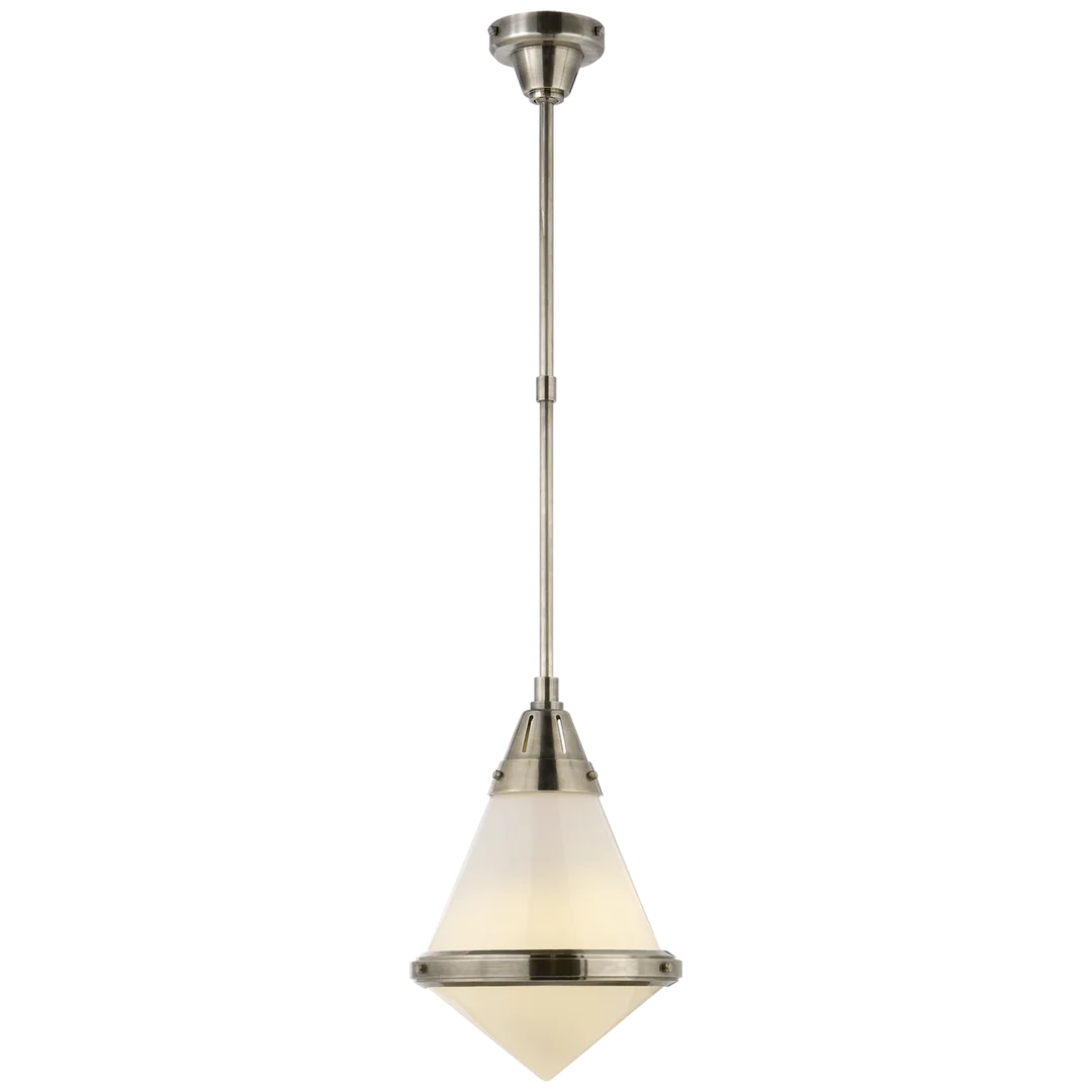 Galuna Small Pendant-Visual Comfort-VISUAL-TOB 5155AN-WG-ChandeliersAntique Nickel-White Glass-2-France and Son