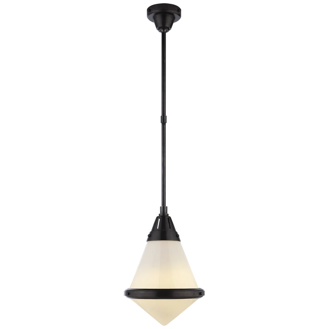 Galuna Small Pendant-Visual Comfort-VISUAL-TOB 5155BZ-WG-ChandeliersBronze-White Glass-4-France and Son