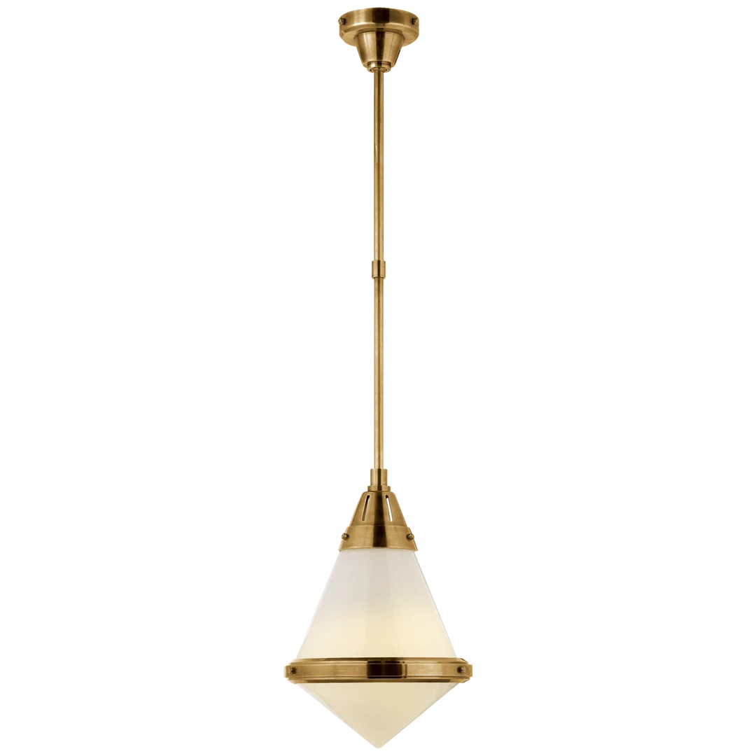 Galuna Small Pendant-Visual Comfort-VISUAL-TOB 5155HAB-WG-ChandeliersHand-Rubbed Antique Brass-White Glass-6-France and Son