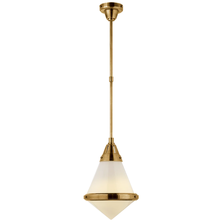 Galuna Small Pendant-Visual Comfort-VISUAL-TOB 5155HAB-WG-ChandeliersHand-Rubbed Antique Brass-White Glass-6-France and Son