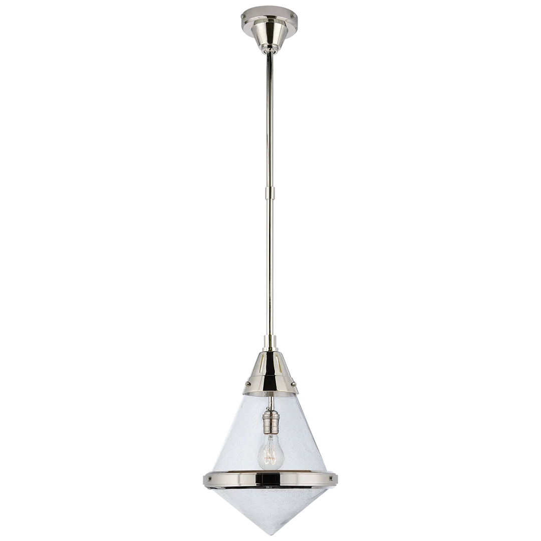 Galuna Small Pendant-Visual Comfort-VISUAL-TOB 5155PN-SG-ChandeliersPolished Nickel-Seeded Glass-7-France and Son