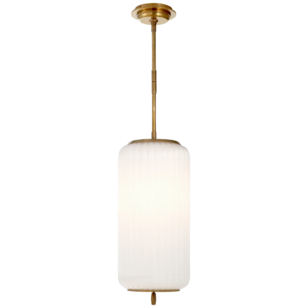 Eidan Medium Pendant-Visual Comfort-VISUAL-TOB 5160HAB-WG-ChandeliersHand-Rubbed Antique Brass-White Glass-1-France and Son