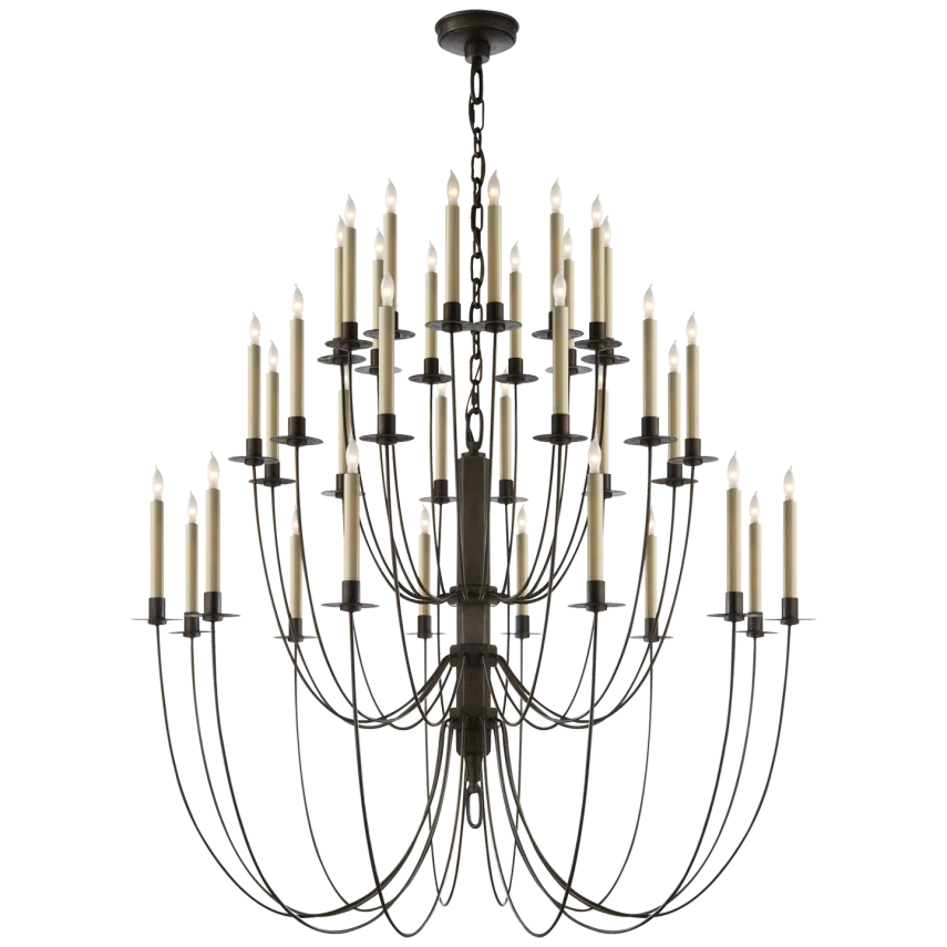 Emina Three - Tier Chandelier-Visual Comfort-VISUAL-TOB 5206AI-ChandeliersAged Iron-1-France and Son