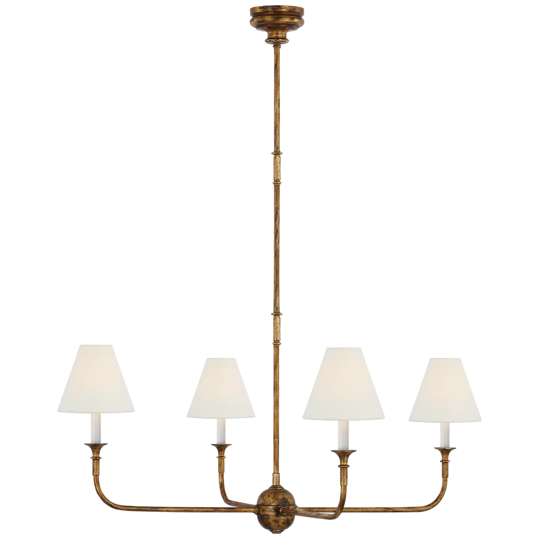 Pier Large Chandelier-Visual Comfort-VISUAL-TOB 5451AG-L-ChandeliersAntique Gild-Linen Shades-1-France and Son