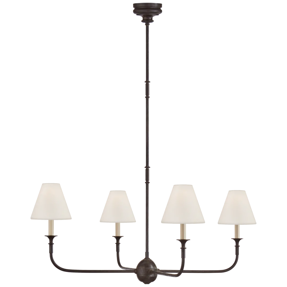 Pier Large Chandelier-Visual Comfort-VISUAL-TOB 5451AI/EBO-L-ChandeliersAged Iron and Ebonized Oak-Linen Shades-2-France and Son