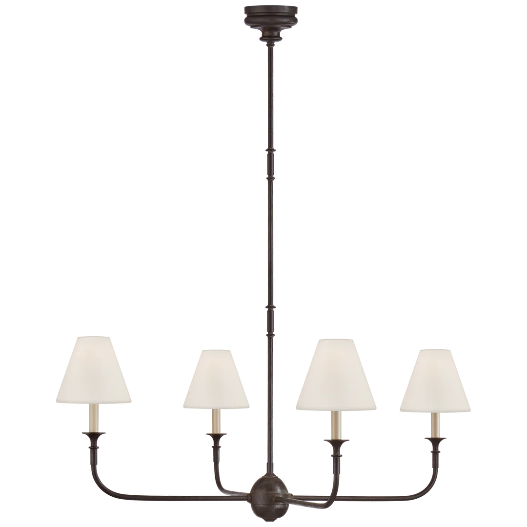 Pier Large Chandelier-Visual Comfort-VISUAL-TOB 5451AI/EBO-L-ChandeliersAged Iron and Ebonized Oak-Linen Shades-2-France and Son