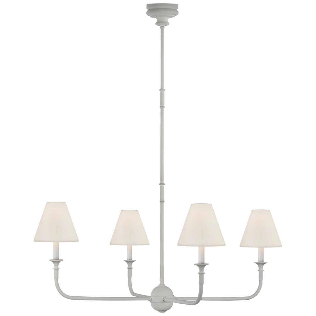 Pier Large Chandelier-Visual Comfort-VISUAL-TOB 5451PW-L-ChandeliersPlaster White-Linen Shades-3-France and Son