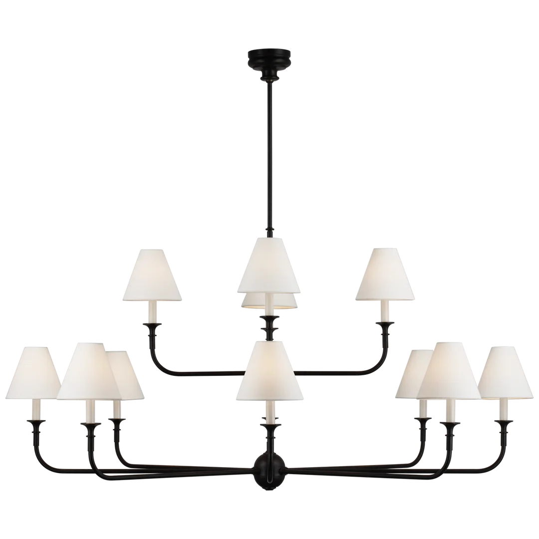 Phuff Grande Two-Tier Chandelier-Visual Comfort-VISUAL-TOB 5453AI/EBO-L-ChandeliersAged Iron and Ebonized Oak-2-France and Son