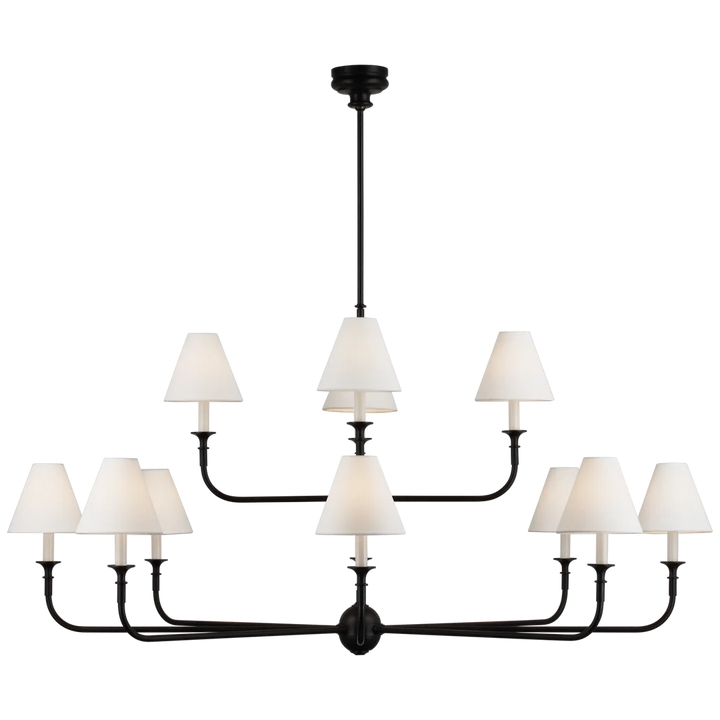 Phuff Grande Two-Tier Chandelier-Visual Comfort-VISUAL-TOB 5453AI/EBO-L-ChandeliersAged Iron and Ebonized Oak-2-France and Son