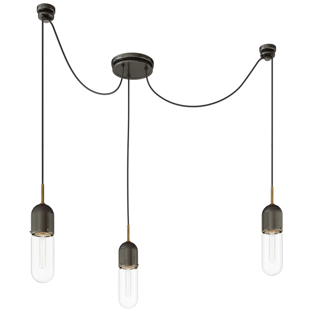 Junno 3-Light Pendant-Visual Comfort-VISUAL-TOB 5645BZ/HAB-CG-3-PendantsBronze and Brass-Clear Glass-1-France and Son