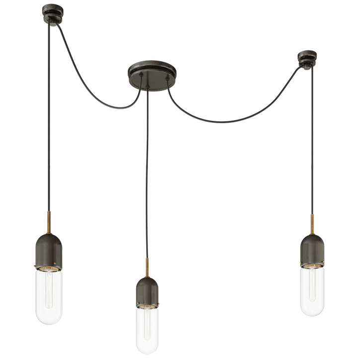 Junno 3-Light Pendant-Visual Comfort-VISUAL-TOB 5645BZ/HAB-CG-3-PendantsBronze and Brass-Clear Glass-1-France and Son