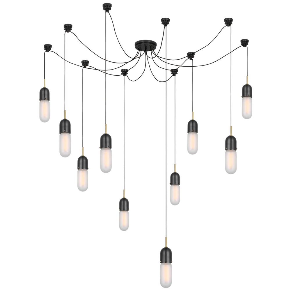 Junno 10 - Light Pendant-Visual Comfort-VISUAL-TOB 5645BZ/HAB-FG-10-PendantsFrosted Glass-Bronze and Brass-2-France and Son
