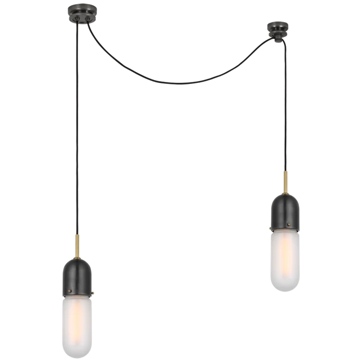 Junno 2-Light Pendant-Visual Comfort-VISUAL-TOB 5645BZ/HAB-FG-2-PendantsBronze and Brass-Frosted Glass-2-France and Son