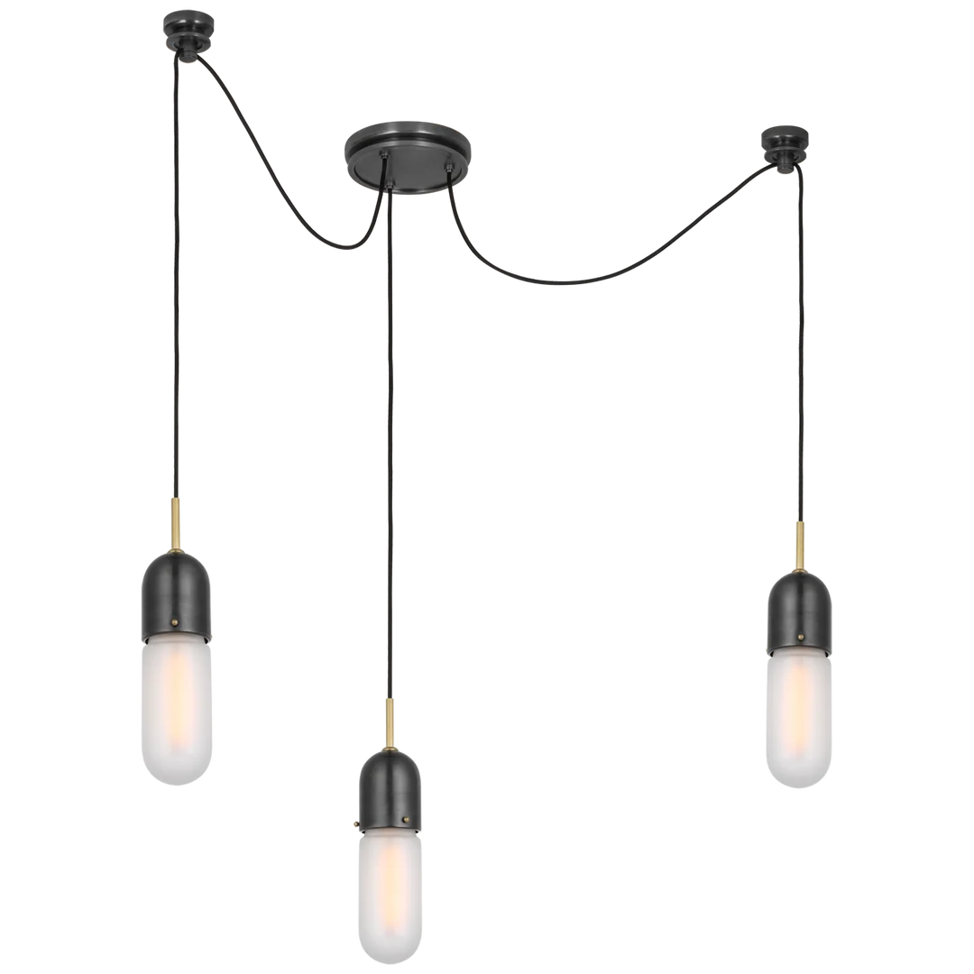 Junno 3-Light Pendant-Visual Comfort-VISUAL-TOB 5645BZ/HAB-FG-3-PendantsBronze and Brass-Frosted Glass-2-France and Son