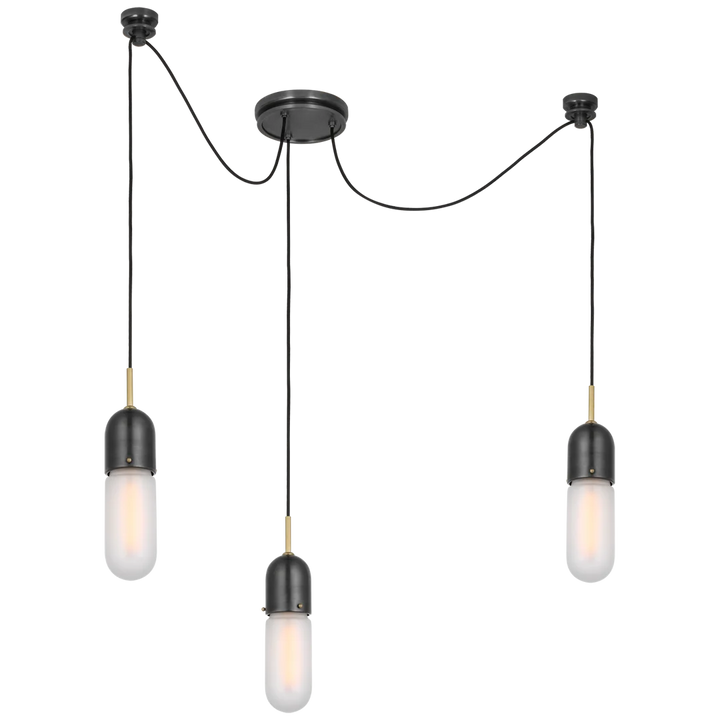 Junno 3-Light Pendant-Visual Comfort-VISUAL-TOB 5645BZ/HAB-FG-3-PendantsBronze and Brass-Frosted Glass-2-France and Son