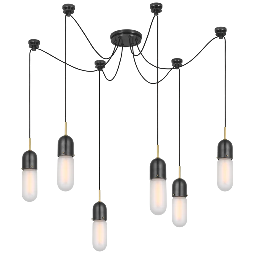 Junno - 6 Light Pendant-Visual Comfort-VISUAL-TOB 5645BZ/HAB-FG-6-PendantsBronze and Brass with Frosted Glass-2-France and Son