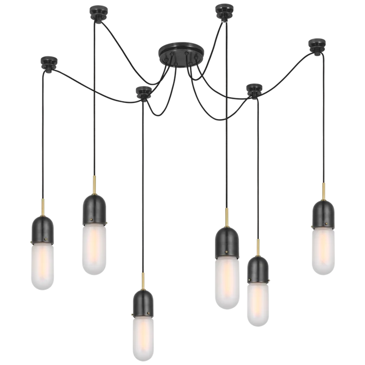 Junno - 6 Light Pendant-Visual Comfort-VISUAL-TOB 5645BZ/HAB-FG-6-PendantsBronze and Brass with Frosted Glass-2-France and Son