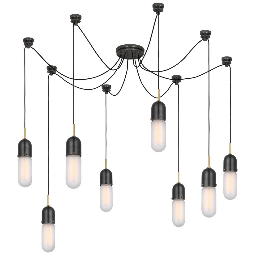 Junno 8-Light Pendant-Visual Comfort-VISUAL-TOB 5645BZ/HAB-FG-8-PendantsBronze and Brass-Frosted Glass-3-France and Son