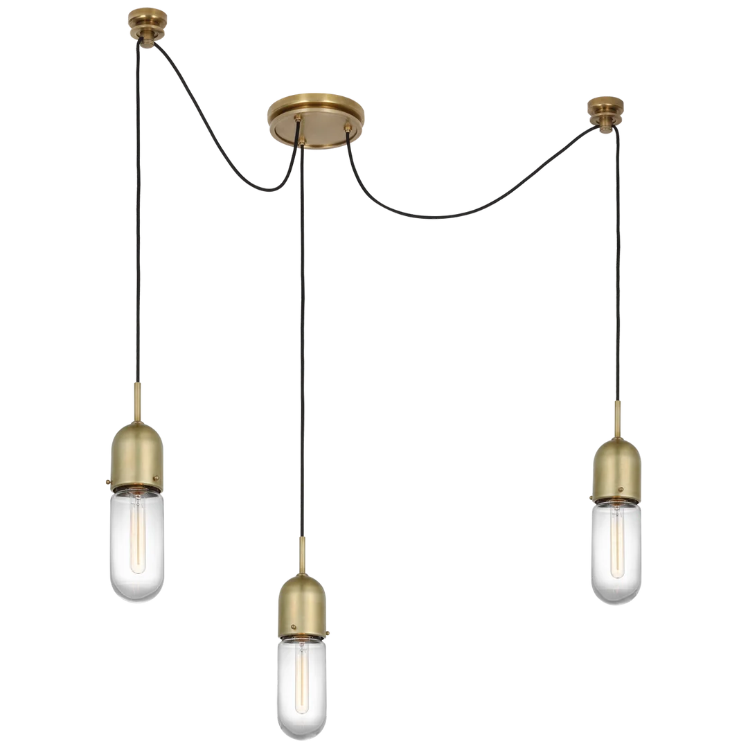 Junno 3-Light Pendant-Visual Comfort-VISUAL-TOB 5645HAB-CG-3-PendantsHand-Rubbed Antique Brass-Clear Glass-3-France and Son