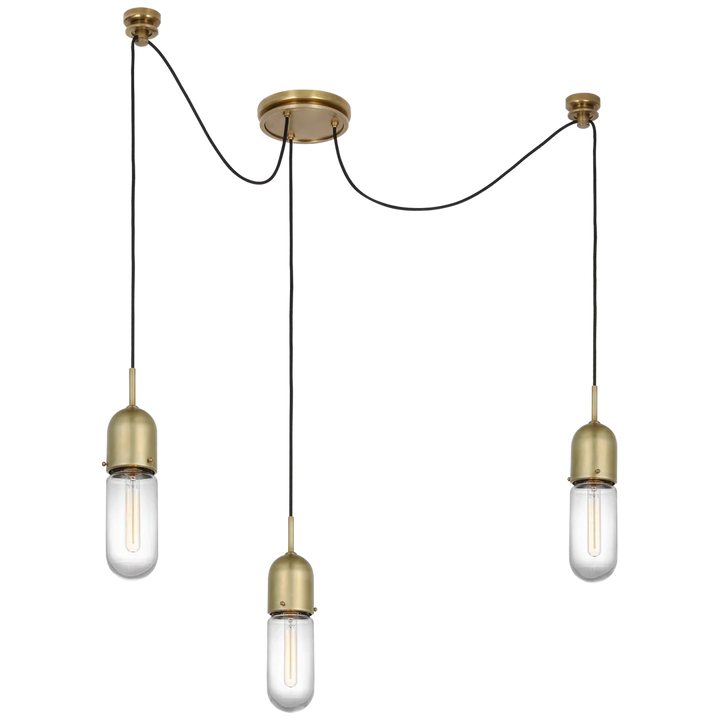 Junno 3-Light Pendant-Visual Comfort-VISUAL-TOB 5645HAB-CG-3-PendantsHand-Rubbed Antique Brass-Clear Glass-3-France and Son