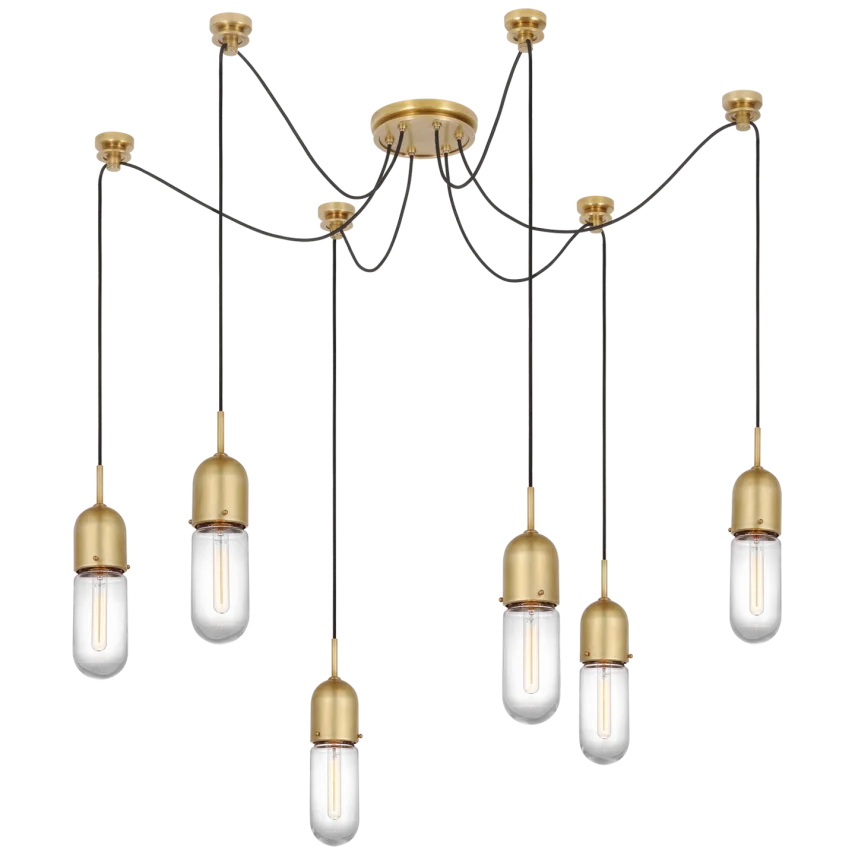 Junno - 6 Light Pendant-Visual Comfort-VISUAL-TOB 5645HAB-CG-6-PendantsHand-Rubbed Antique Brass with Clear Glass-3-France and Son