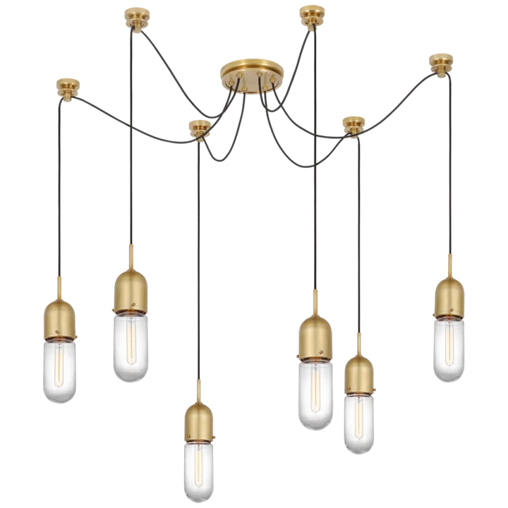 Junno - 6 Light Pendant-Visual Comfort-VISUAL-TOB 5645HAB-CG-6-PendantsHand-Rubbed Antique Brass with Clear Glass-3-France and Son