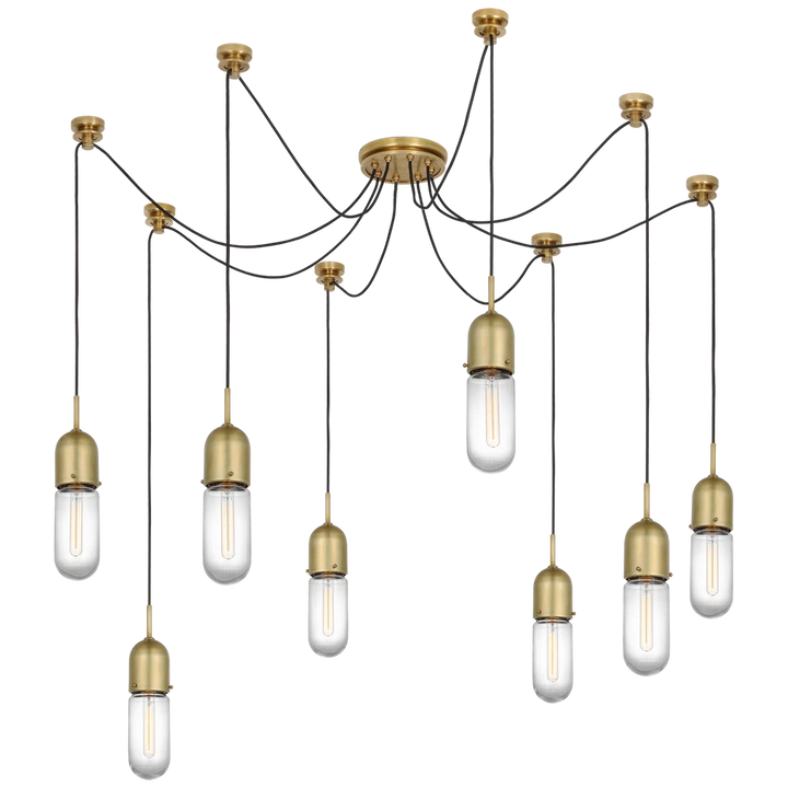 Junno 8-Light Pendant-Visual Comfort-VISUAL-TOB 5645HAB-CG-8-PendantsHand-Rubbed Antique Brass-Clear Glass-5-France and Son