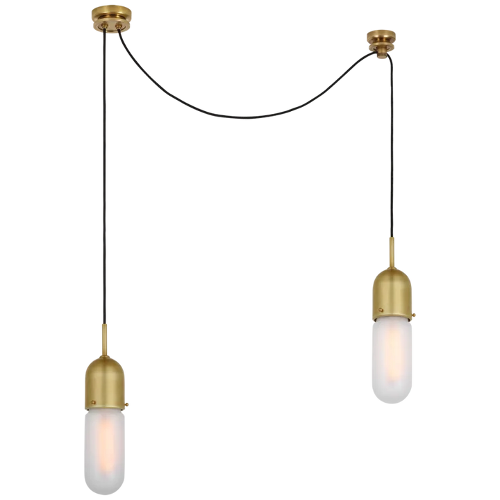 Junno 2-Light Pendant-Visual Comfort-VISUAL-TOB 5645HAB-FG-2-PendantsHand-Rubbed Antique Brass-Frosted Glass-4-France and Son
