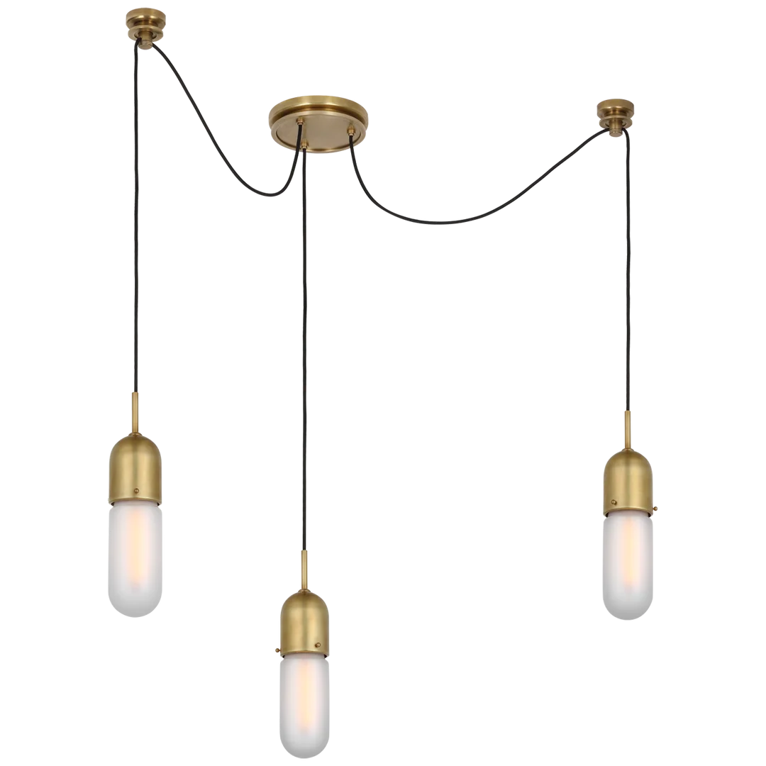 Junno 3-Light Pendant-Visual Comfort-VISUAL-TOB 5645HAB-FG-3-PendantsHand-Rubbed Antique Brass-Frosted Glass-4-France and Son