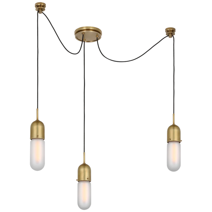 Junno 3-Light Pendant-Visual Comfort-VISUAL-TOB 5645HAB-FG-3-PendantsHand-Rubbed Antique Brass-Frosted Glass-4-France and Son