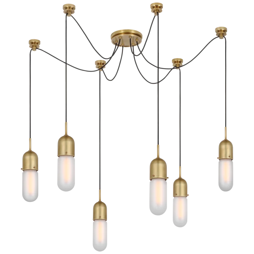 Junno - 6 Light Pendant-Visual Comfort-VISUAL-TOB 5645HAB-FG-6-PendantsHand-Rubbed Antique Brass with Frosted Glass-4-France and Son