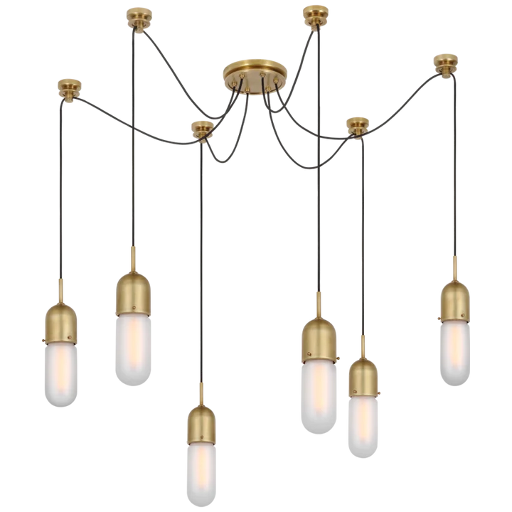 Junno - 6 Light Pendant-Visual Comfort-VISUAL-TOB 5645HAB-FG-6-PendantsHand-Rubbed Antique Brass with Frosted Glass-4-France and Son