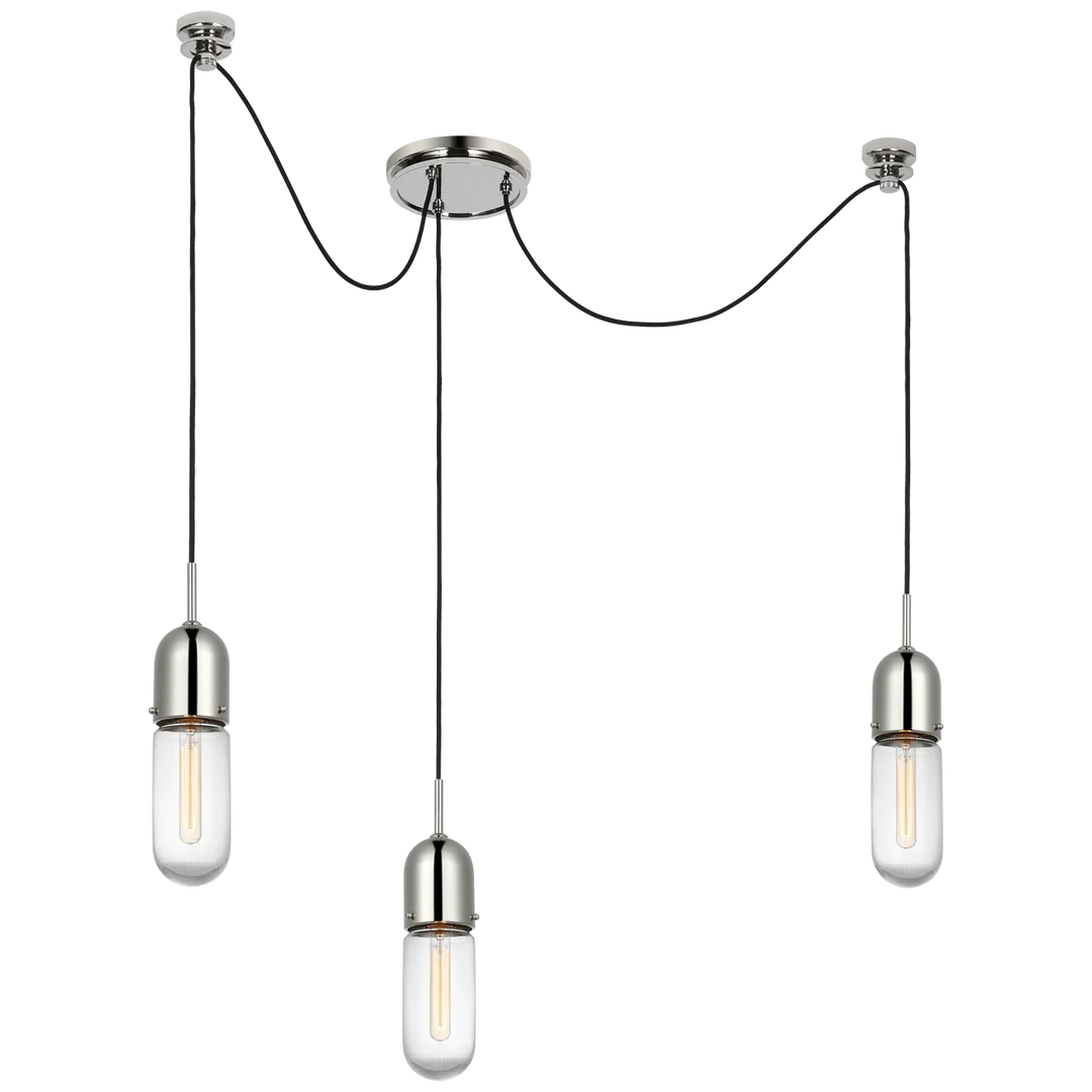 Junno 3-Light Pendant-Visual Comfort-VISUAL-TOB 5645PN-CG-3-PendantsPolished Nickel-Clear Glass-5-France and Son