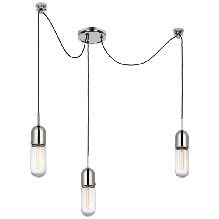 Junno 3-Light Pendant-Visual Comfort-VISUAL-TOB 5645PN-CG-3-PendantsPolished Nickel-Clear Glass-5-France and Son