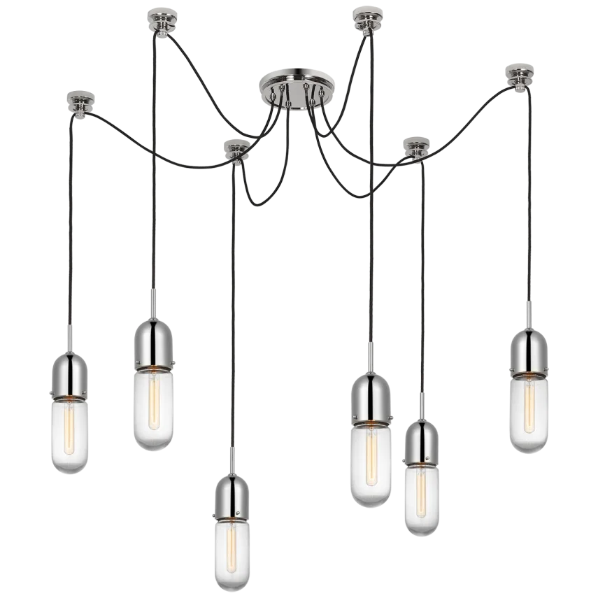 Junno - 6 Light Pendant-Visual Comfort-VISUAL-TOB 5645PN-CG-6-PendantsPolished Nickel with Clear Glass-5-France and Son