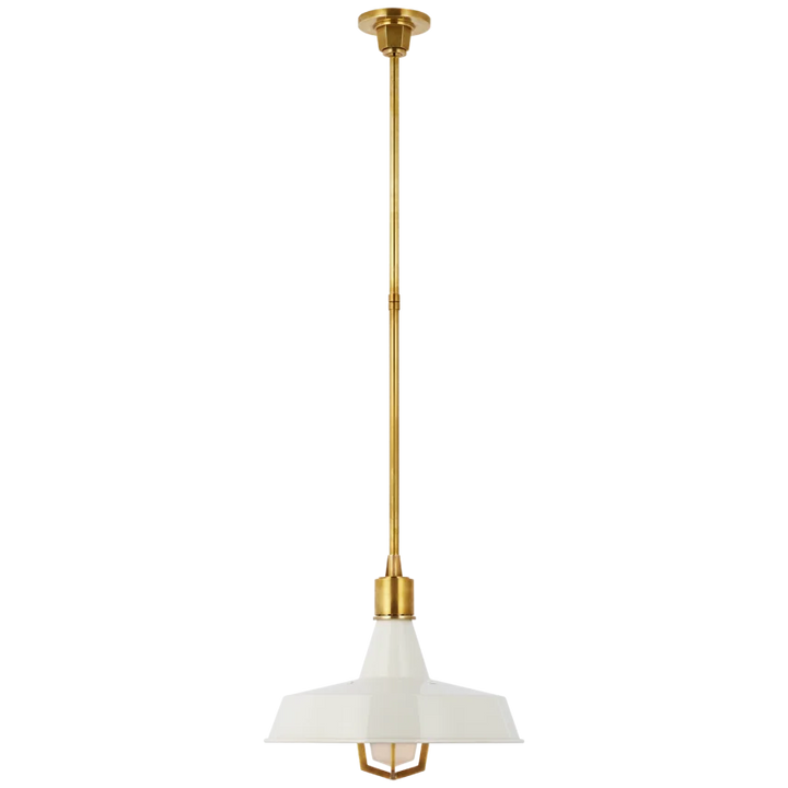 Freya Large Pendant-Visual Comfort-VISUAL-TOB 5738HAB-WHT-PendantsHand-Rubbed Antique Brass with White Shade-2-France and Son