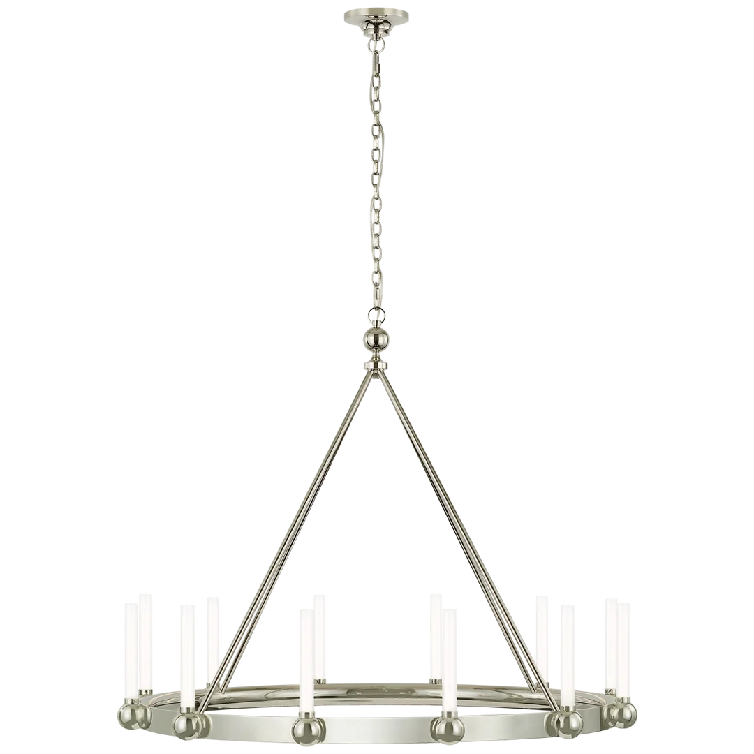 Jeffey XL Ring Chandelier-Visual Comfort-VISUAL-TOB 5776PN-WG-ChandeliersNickel-3-France and Son