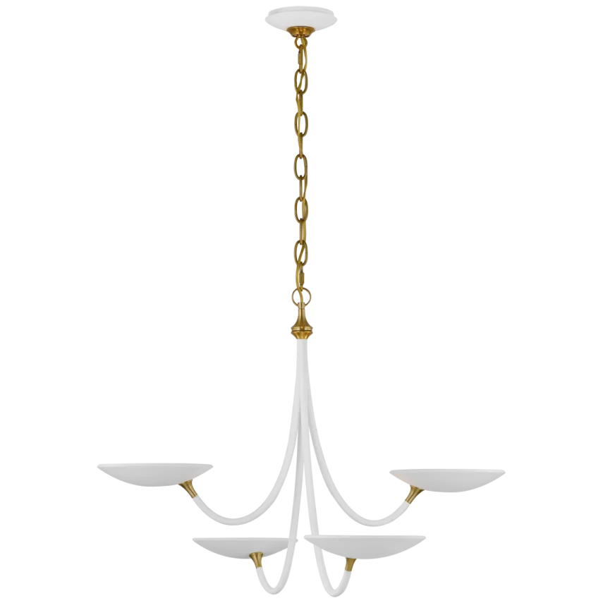 Kelly Medium Chandelier-Visual Comfort-VISUAL-TOB 5780WHT/HAB-ChandeliersMatte White and Hand-Rubbed Antique Brass-4-France and Son