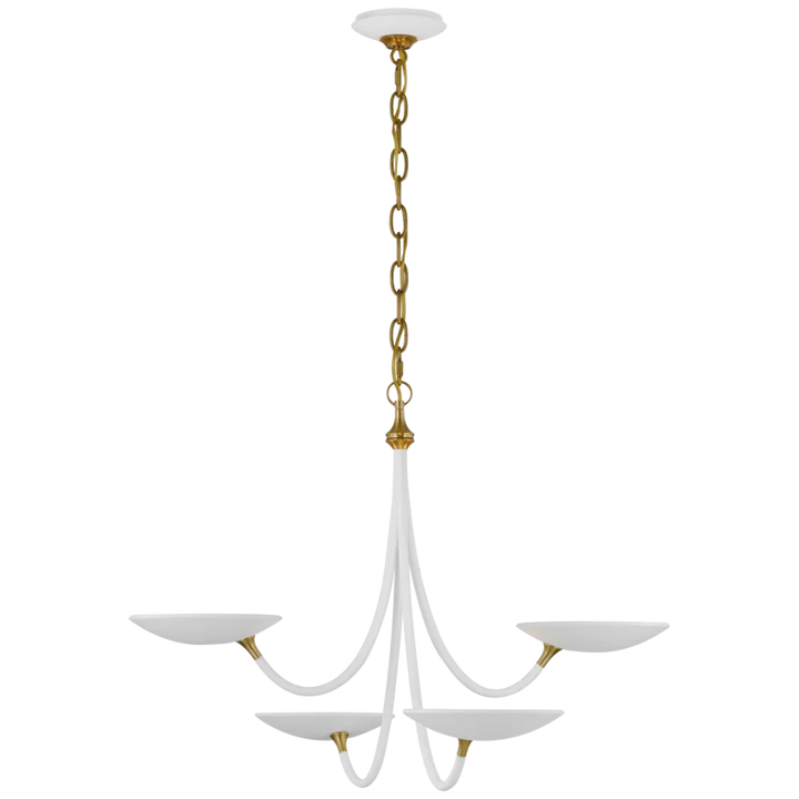 Kelly Medium Chandelier-Visual Comfort-VISUAL-TOB 5780WHT/HAB-ChandeliersMatte White and Hand-Rubbed Antique Brass-4-France and Son