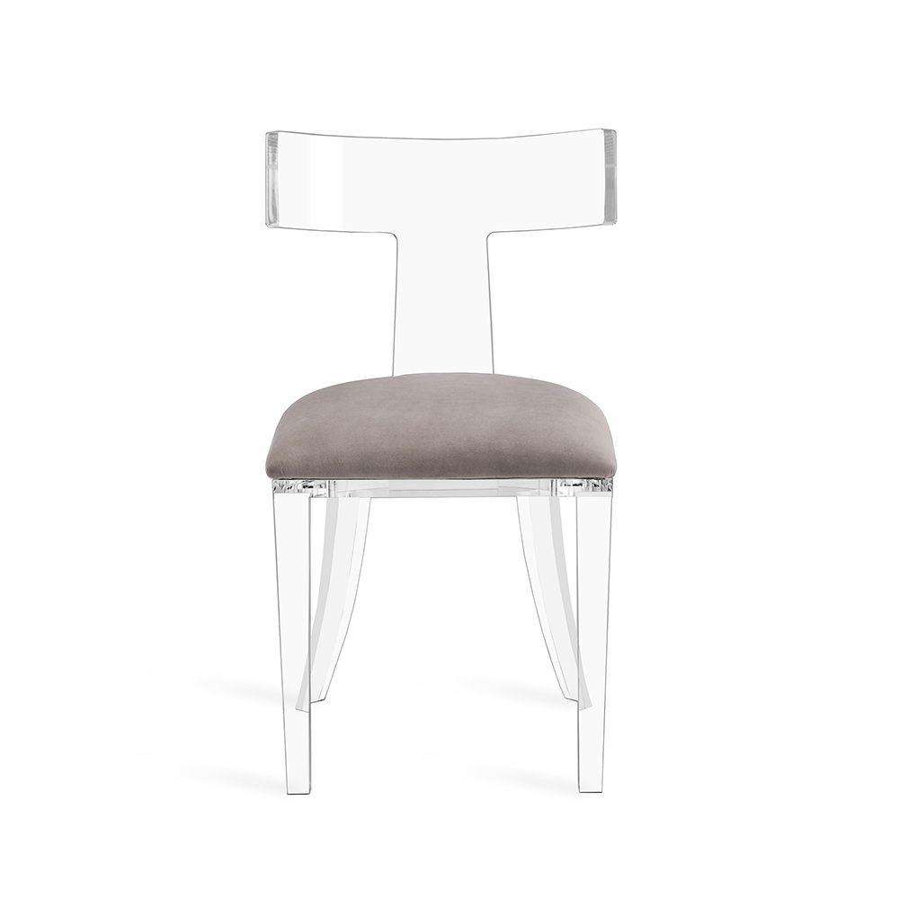Tristan Acrylic Klismos Chair-Interlude-INTER-145067-Dining ChairsNIMBUS GREY VELVET-2-France and Son
