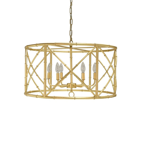 Bamboo Chandelier-Worlds Away-WORLD-ZIA G-ChandeliersGold Leaf-1-France and Son