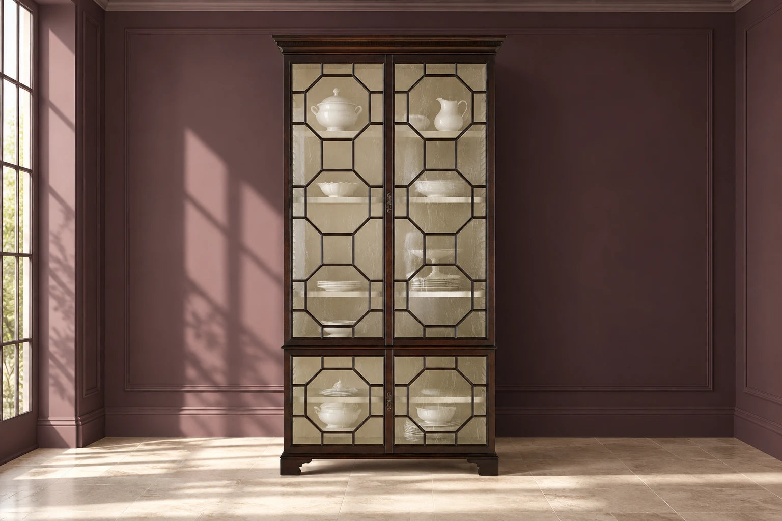 Chinese Chippendale Display Cabinet in a traditions interior